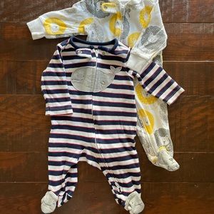 Set of 2 footed double-zip pajamas - 3 month